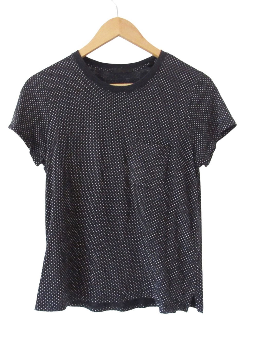 ATM Anthony Thomas Melillo Polka Dot Schoolboy Pocket Tee Medium Black Crewneck